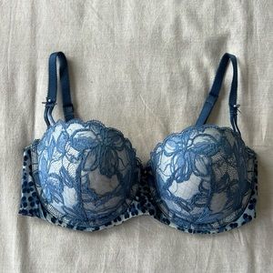 Victoria’s Secret Blue Lace Push Up Bra, Size 34D